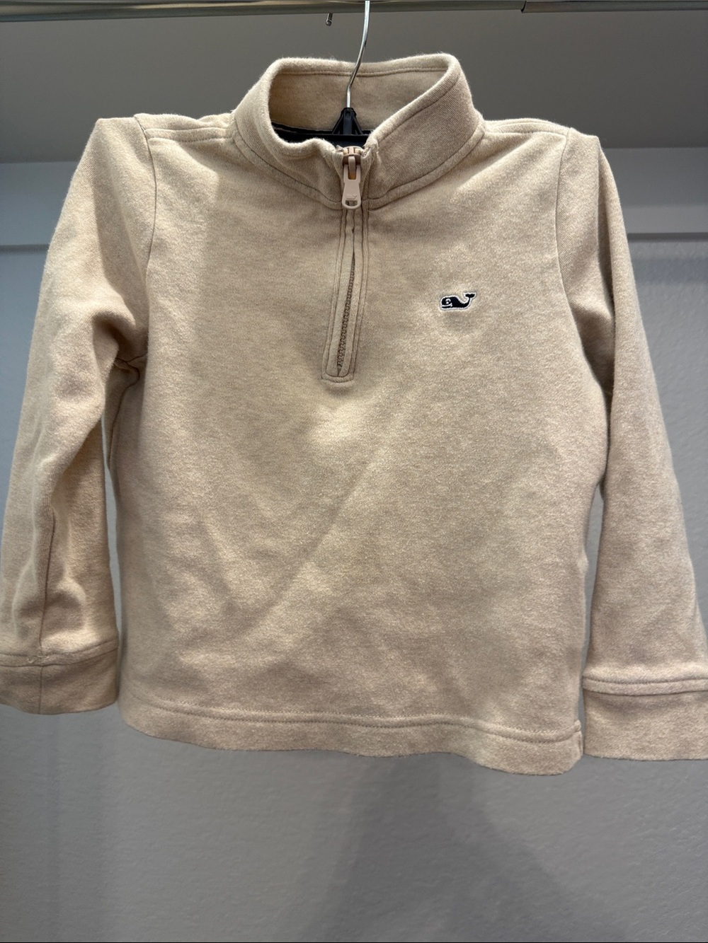 Vineyard Vines Kids Beige Quarter-Zip Pullover